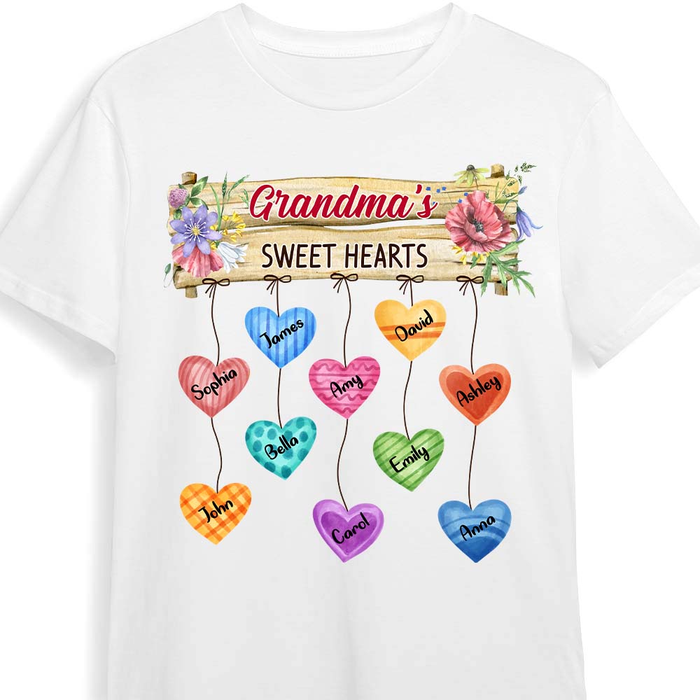 Gift Grandma's Heart Hanging Sign Personalized Shirt