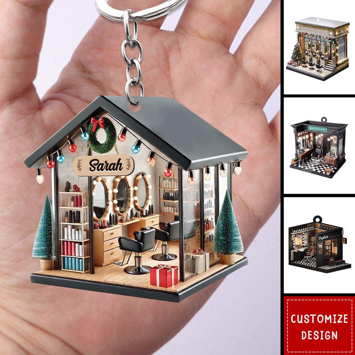 Personalized Barber Shop Keychain - Gift For Barber  - 2024 New Release