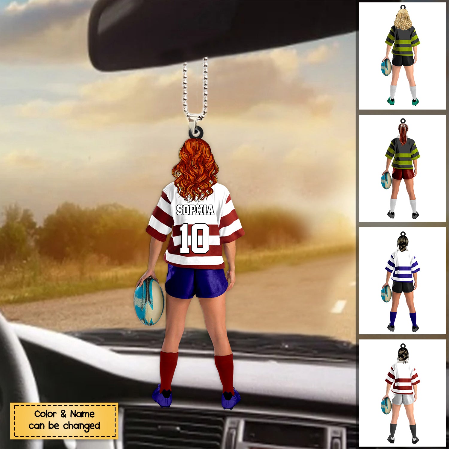 Personalized Rugby Female/Girl/Woman Player Acrylic Christmas Ornament - Gift For Rugby Players