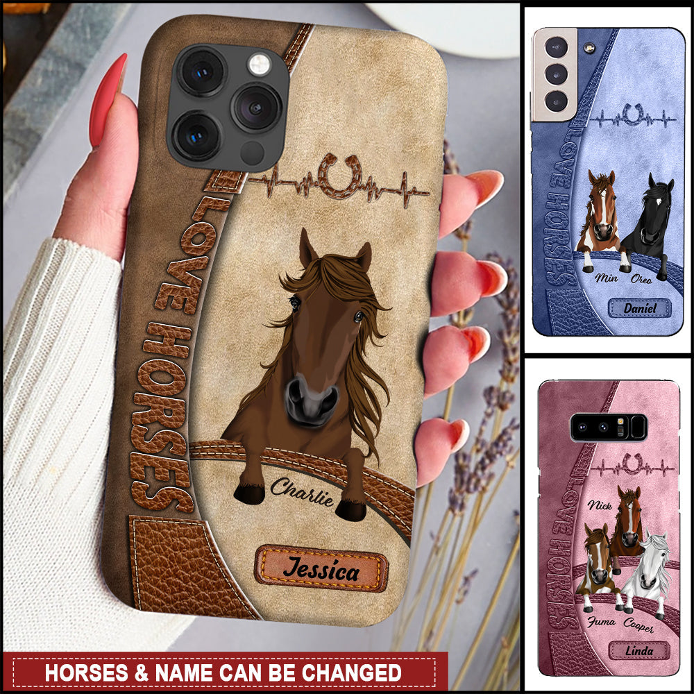 Love Horses Colorful Leather Pattern Personalized Phone Case