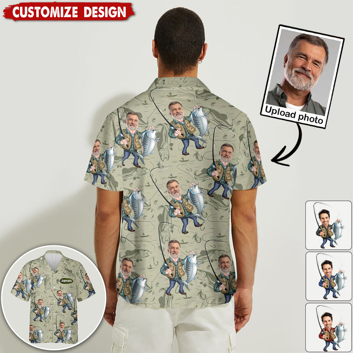 Funny Caricature Face - Personalized Fishing Hawaiian Shirt