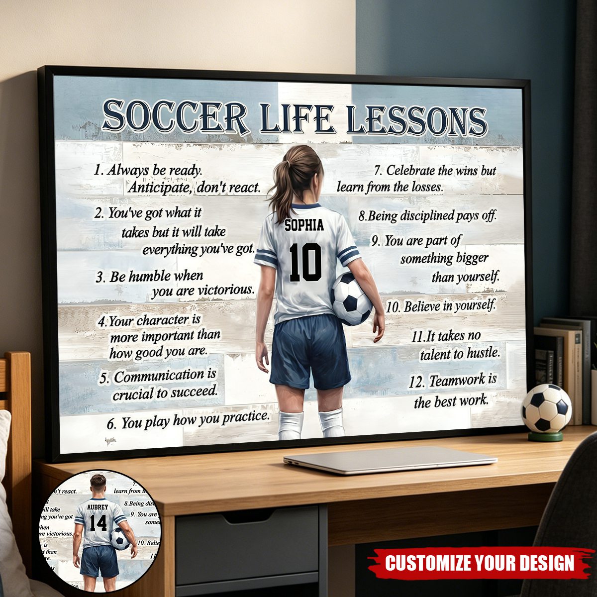 Personalized Soccer Life Lessons Poster - Inspirational Gift for Young Football Athletes & Sports Families