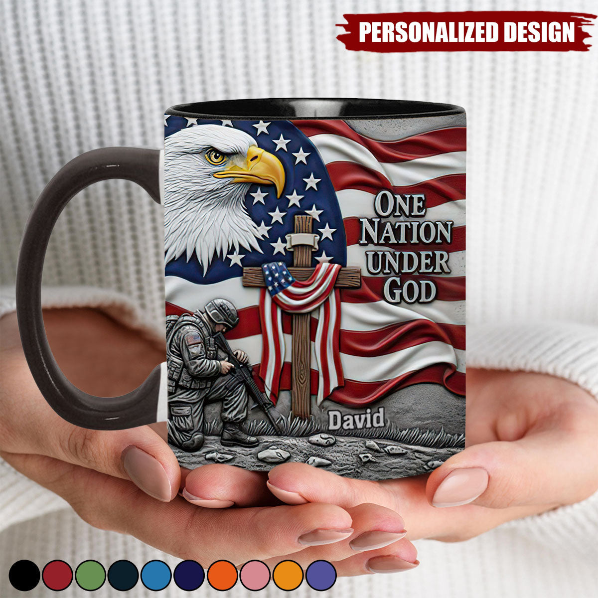 One Nation Under God-Personalized Bald Eagle Accent Mug