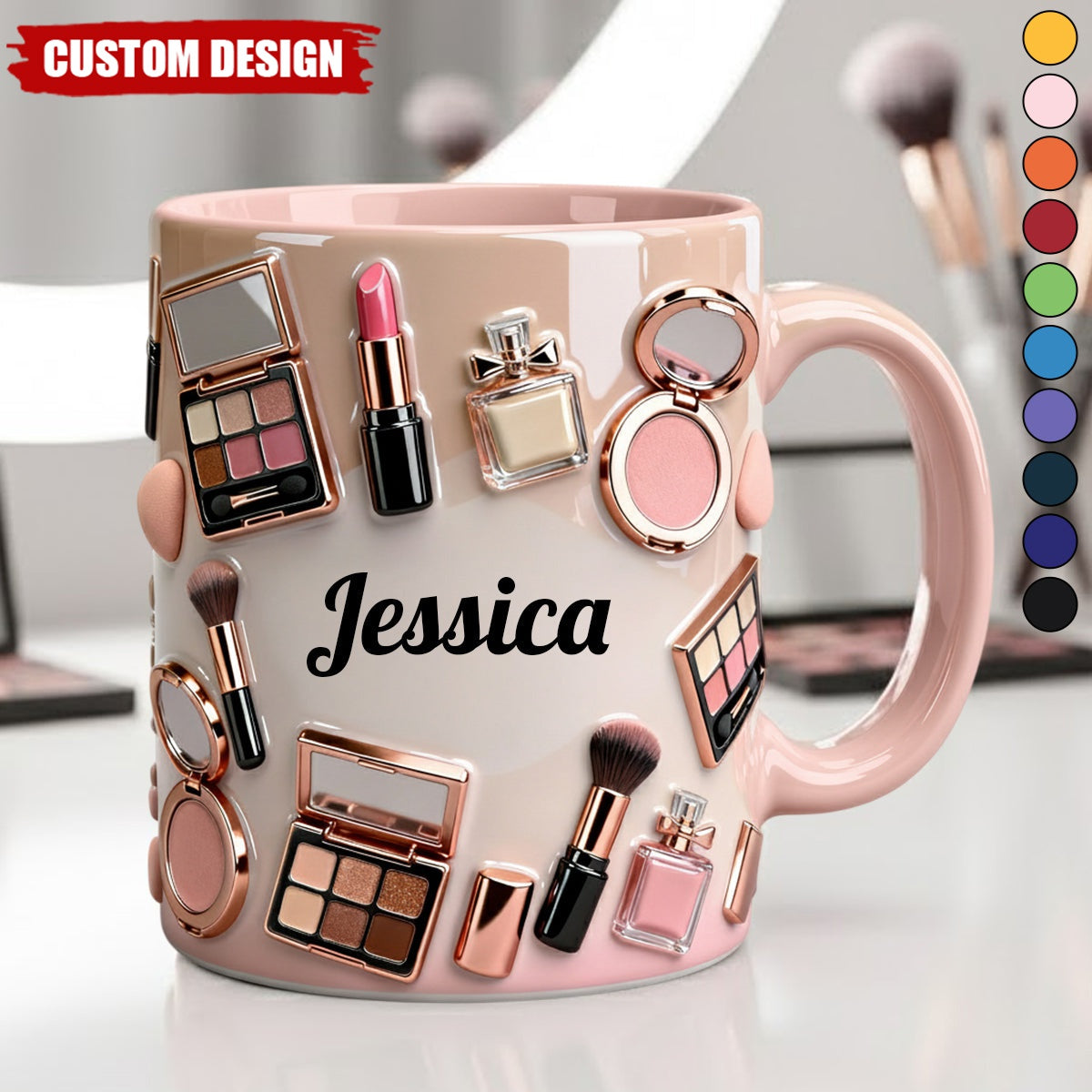 Personalized Makeup Accent Mug -Gift For Makeup Artist