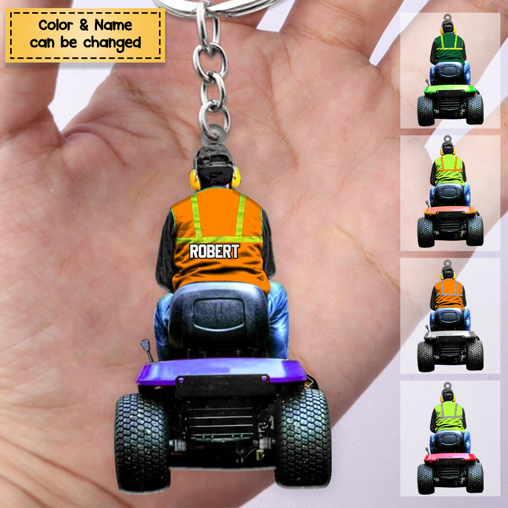 Personalized Lawn Mower Acrylic Keychain