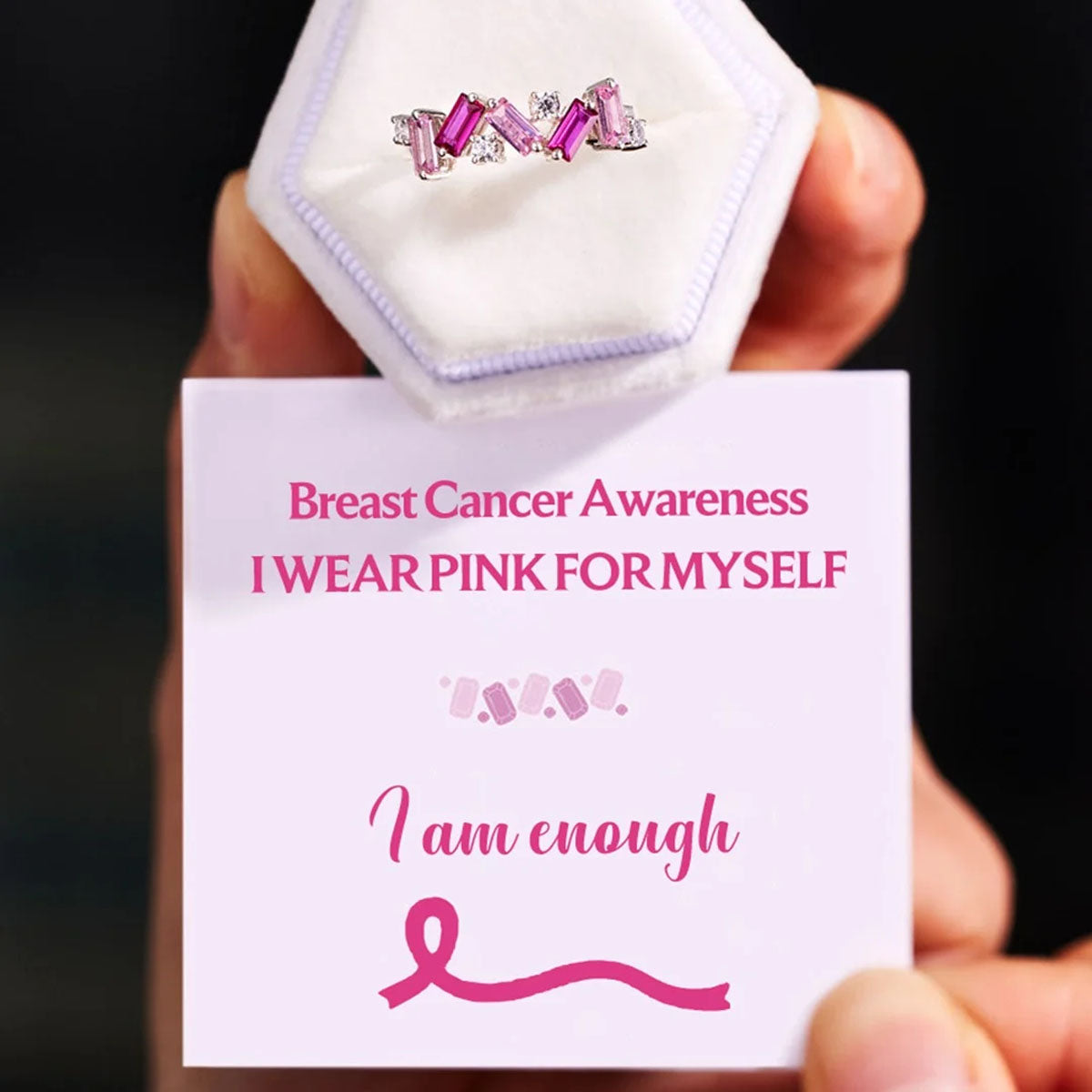 For Self - I Am Enough Pink Diamond Ring