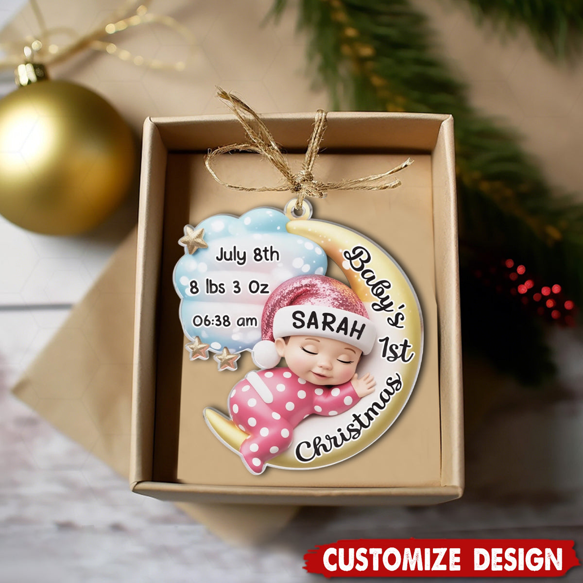 Personalized Christmas Baby Shower Ornament- Gifts For New Moms, New Dads, New Parents