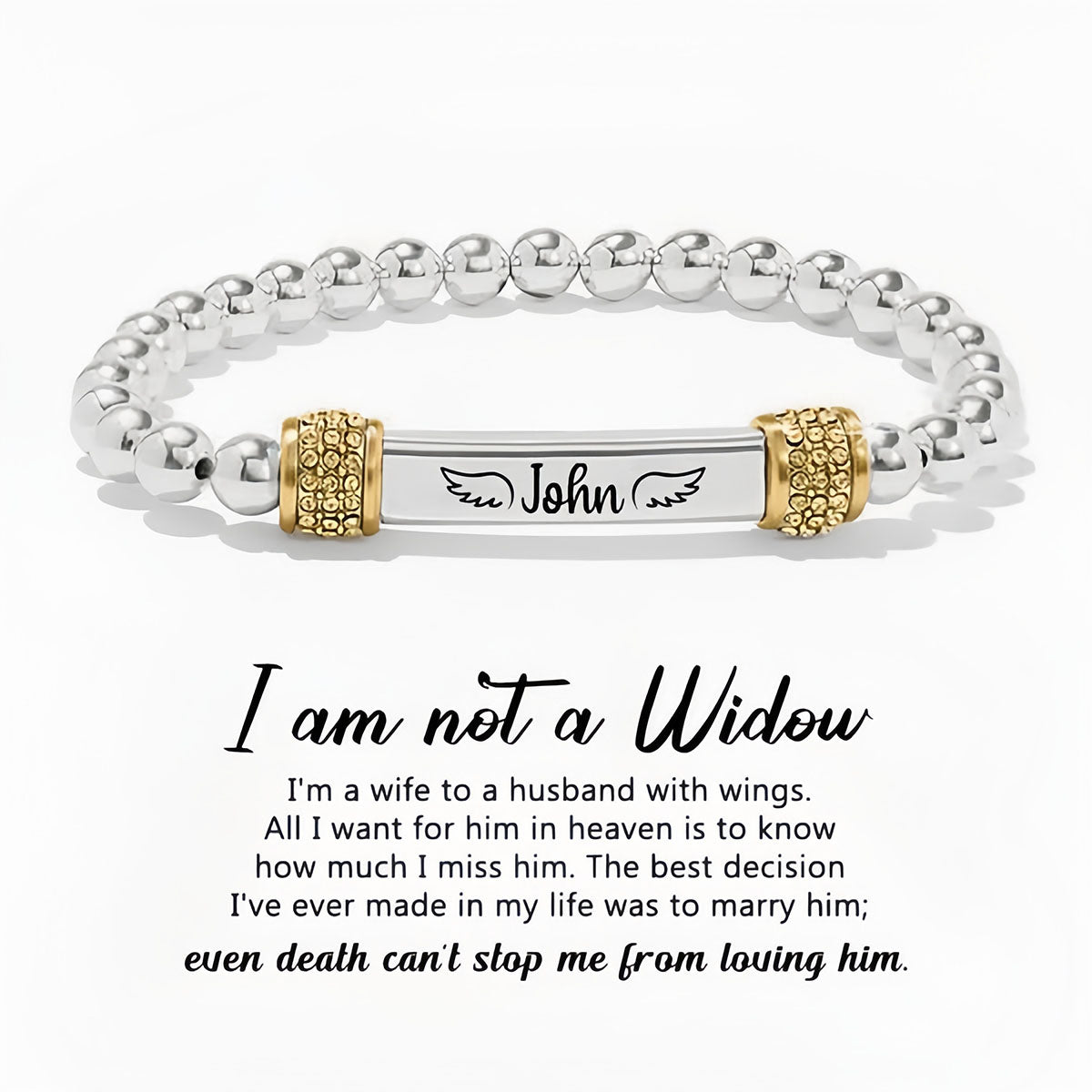For Memorial-I'm a Wife to a Husband Personalized Name Bead Bracelet