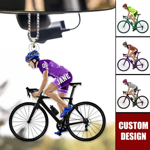 Personalized Female Cyclist / Bicyclist/mountain Bike Riding Acrylic Car Hanging Ornament-gift For Cyclists/bike Riding Lovers