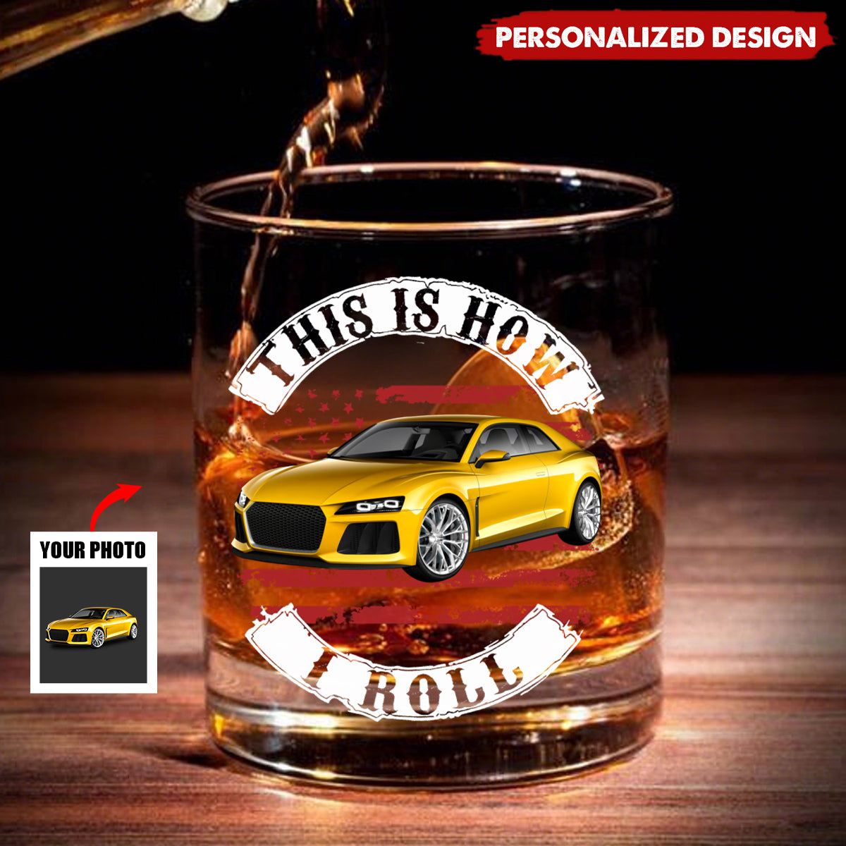 Personalized Upload Vehicle Photo Whiskey Glass-Gift For Car Lover