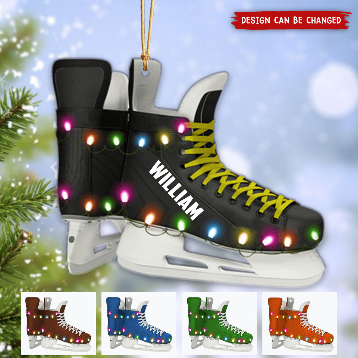 Ice Hockey Skates - Personalized Christmas Ornament - Gift for Hockey Players