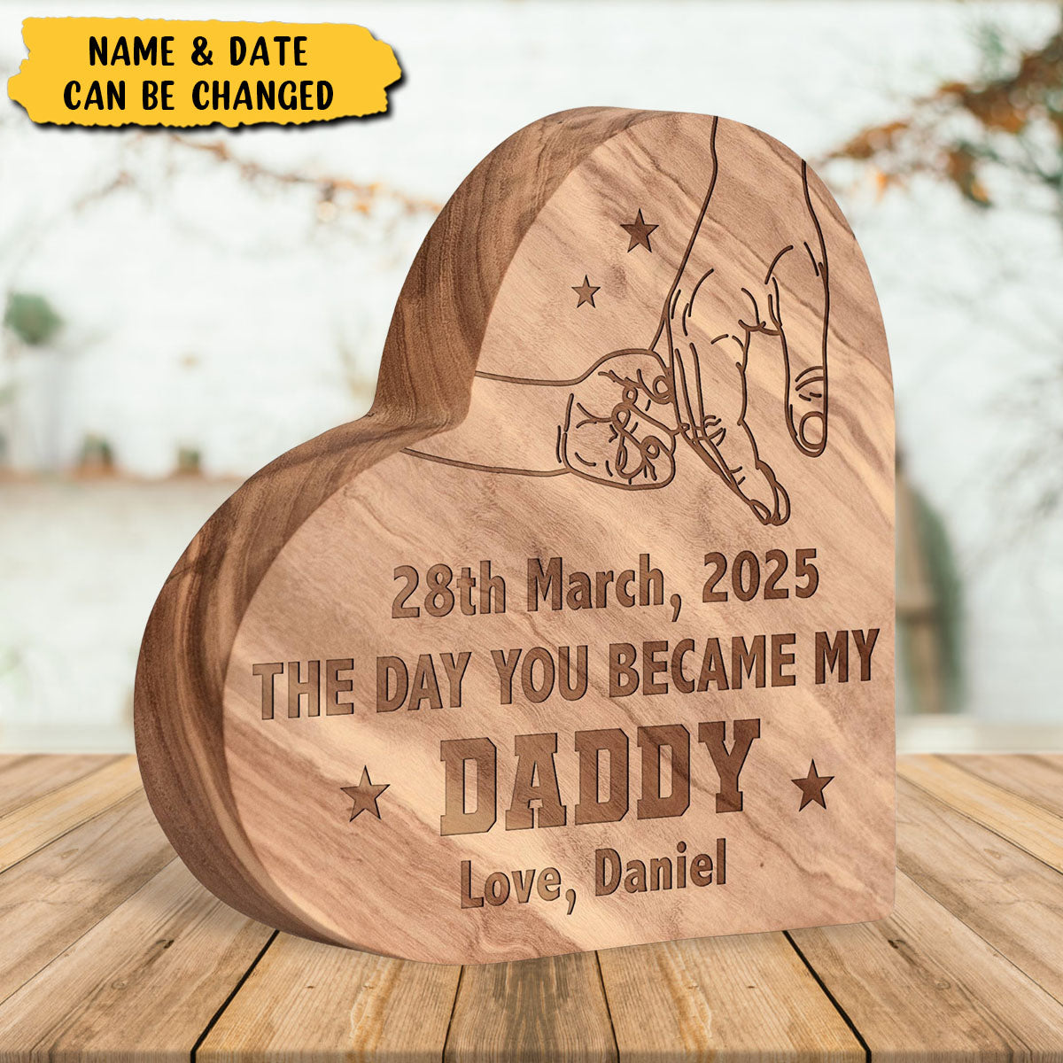 The Day You Became My Daddy - Personalized Engraved Wood Plaque, Father's Day Gift