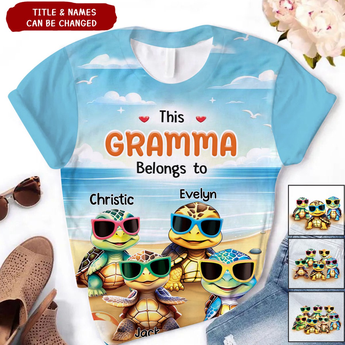 Personalized This Grandma Belongs To All-over Print T-shirt-Gift For Grandma
