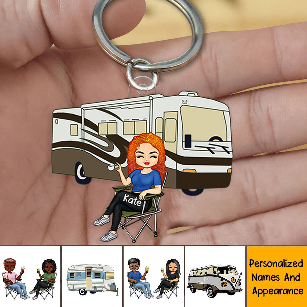 Drive Slow Drunk Campers Matter Husband Wife Camping Couple - Personalized Acrylic Keychain