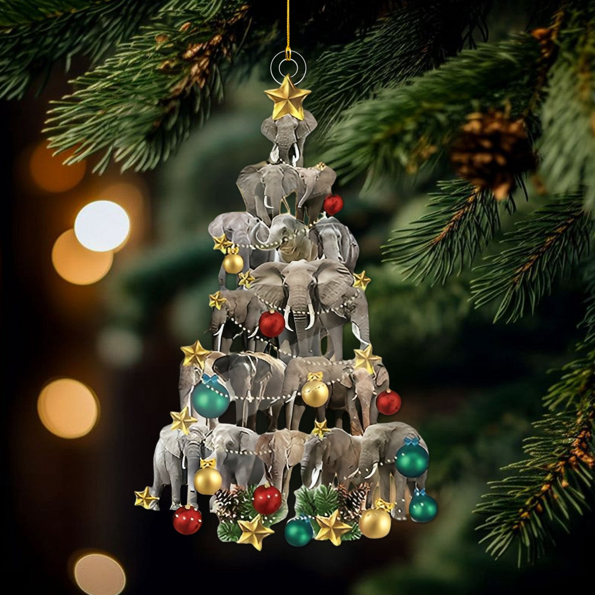 Elephant Christmas Lights Ornament-Gifts For Elephant Lovers-2024 New Release