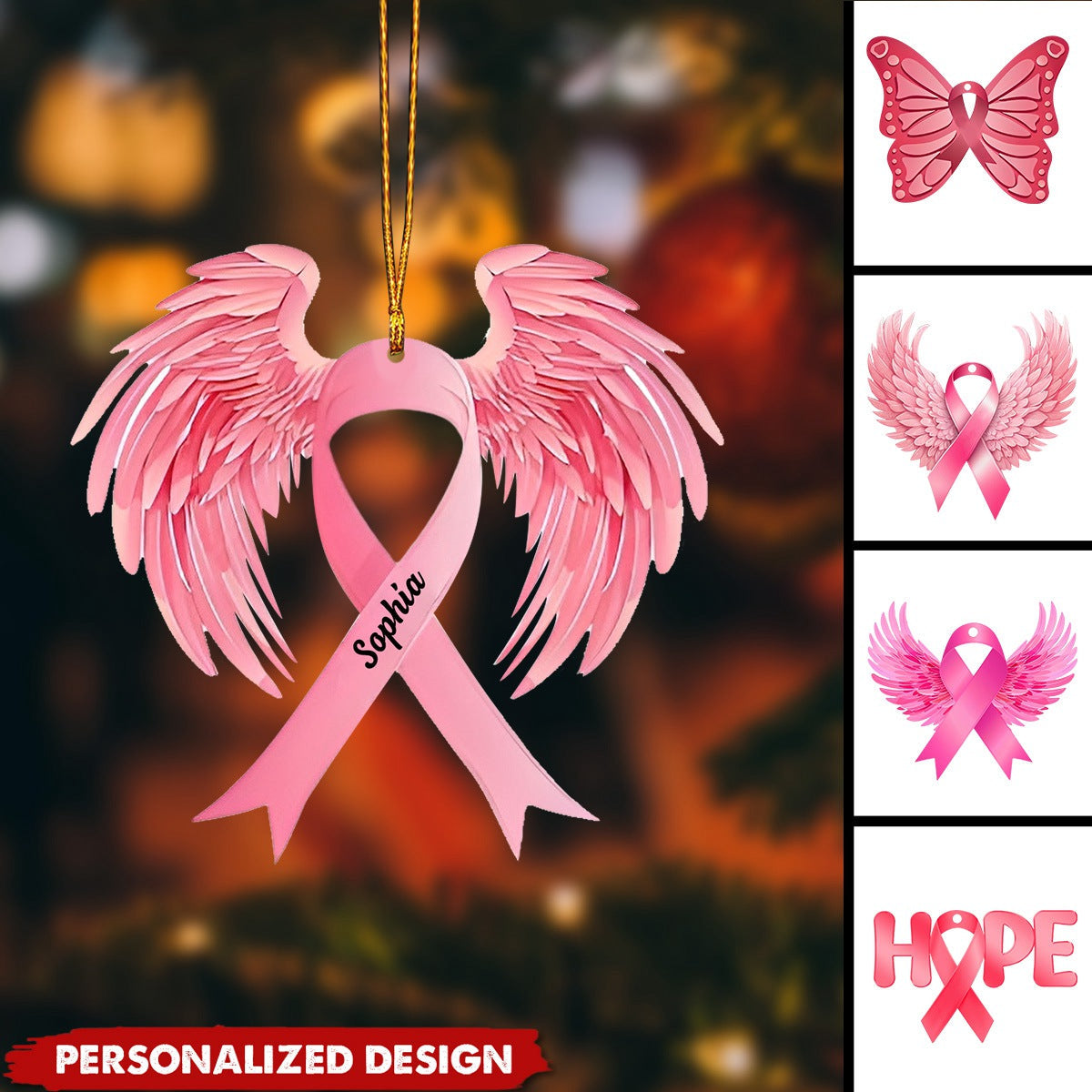 Personalized Breast Cancer Christmas Ornament-2024 New Release
