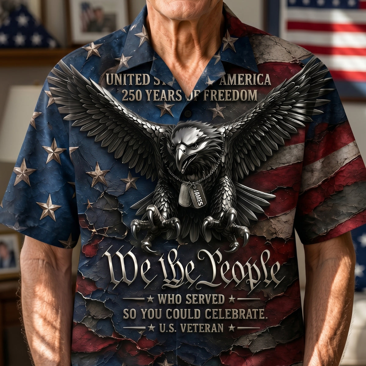 Bold Eagle Veteran Hawaiian Shirt, Personalized Gifts For Veterans