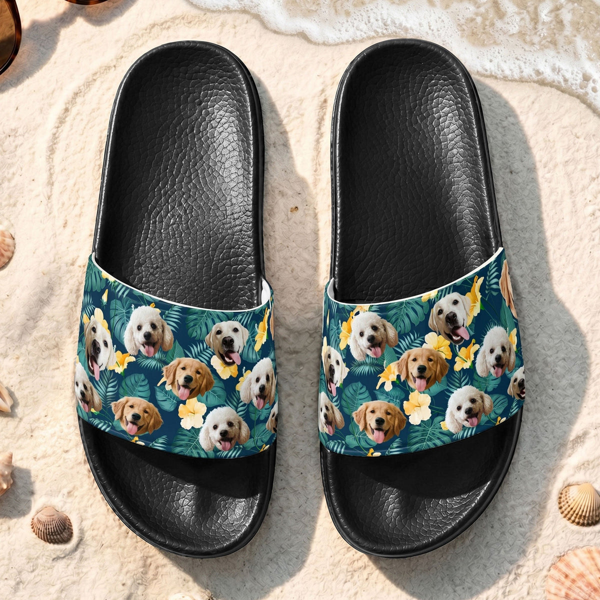 Custom Pet Face Hawaiian - Personalized Slide Sandals