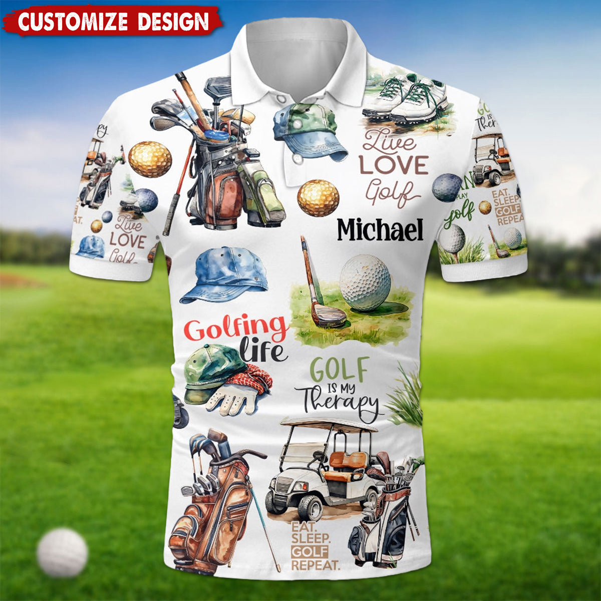 Live Love Golf - Personalized Golf Polo Shirt - The Best Gift For Golf Dad, Uncle, Husband
