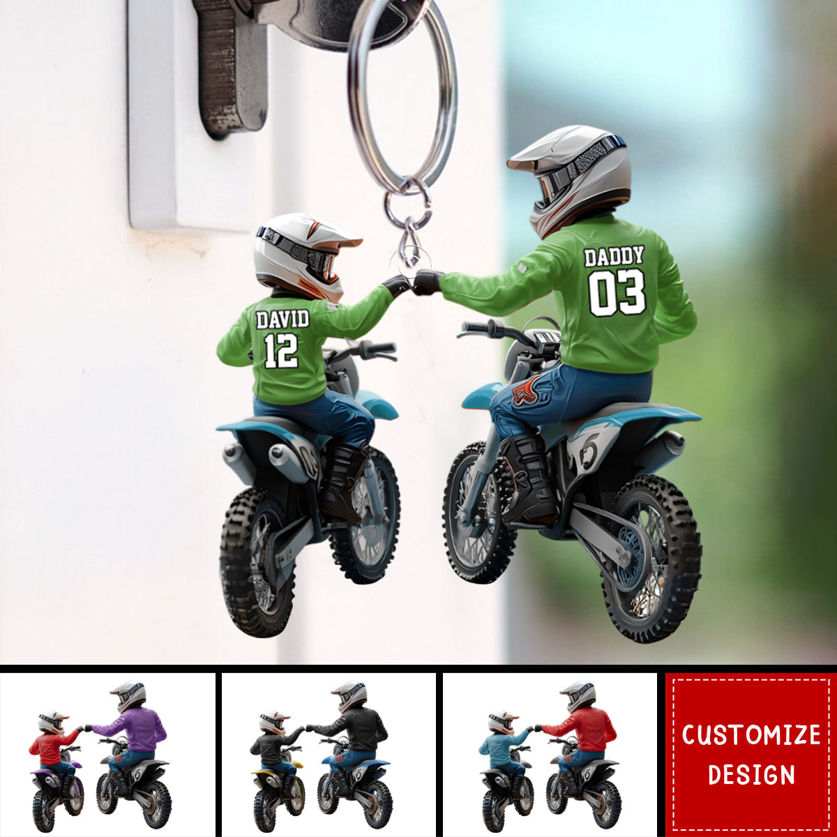 Dirt Bike Dad And Kid - Personalized Dirt Bike Acrylic Keychain