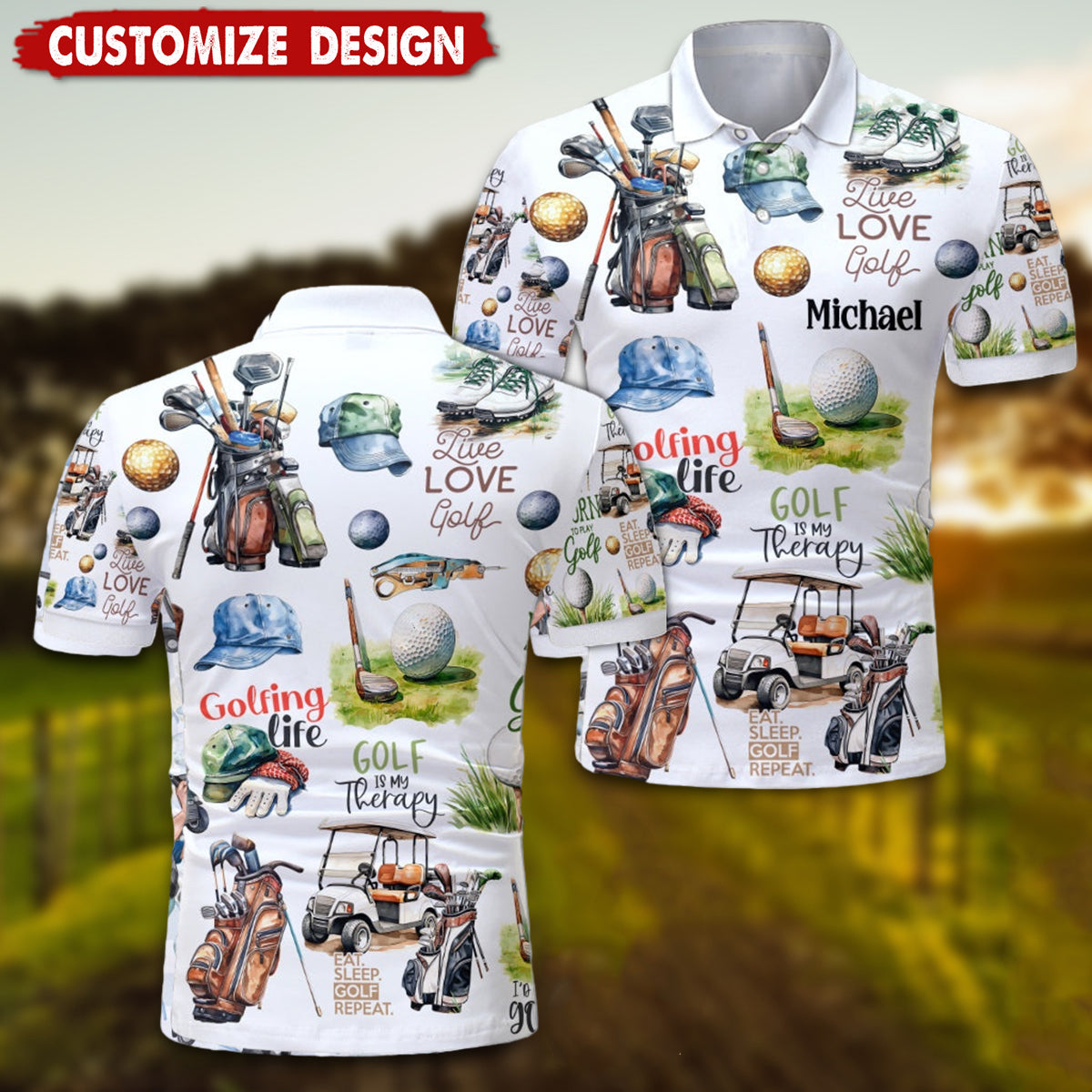 Live Love Golf - Personalized Golf Polo Shirt - The Best Gift For Golf Dad, Uncle, Husband