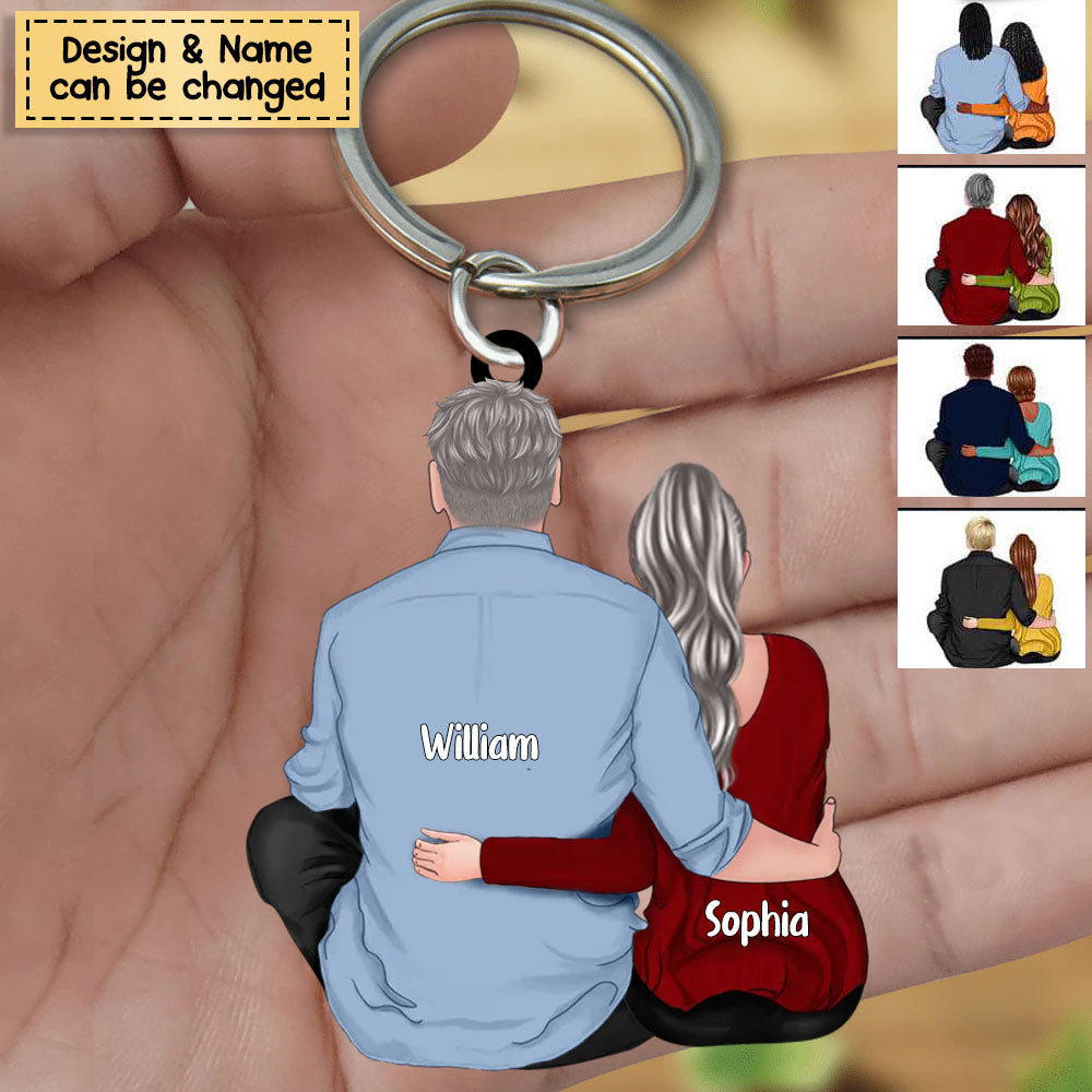 Couple Sitting Personalized Acrylic Keychain