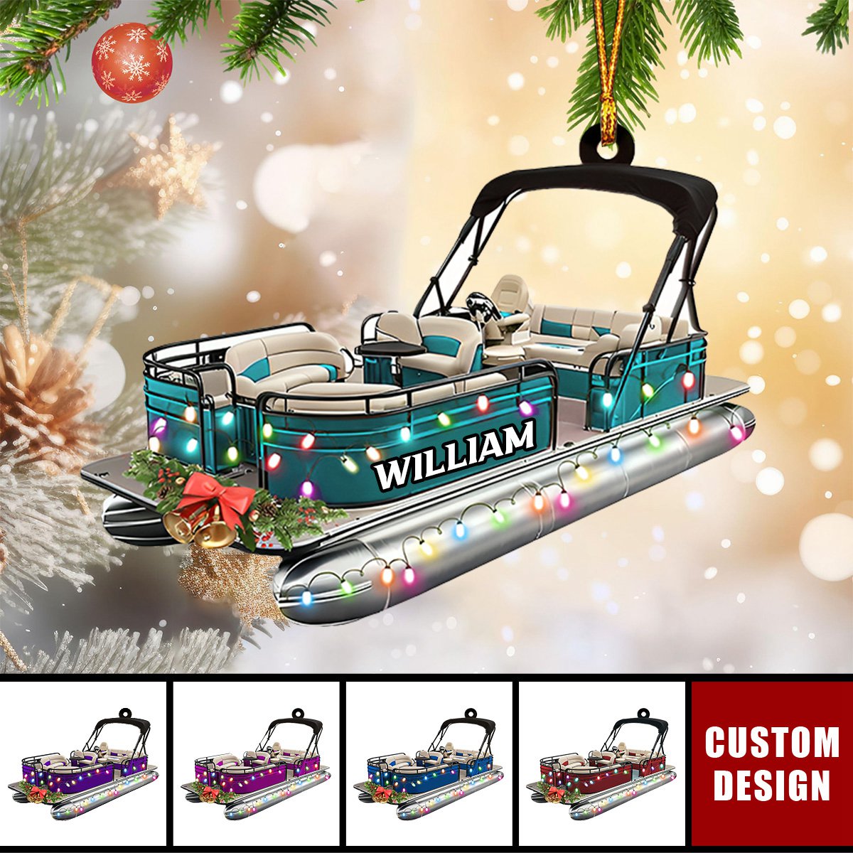 Personalized Pontoon Boat Christmas Ornament - 2024 New Release