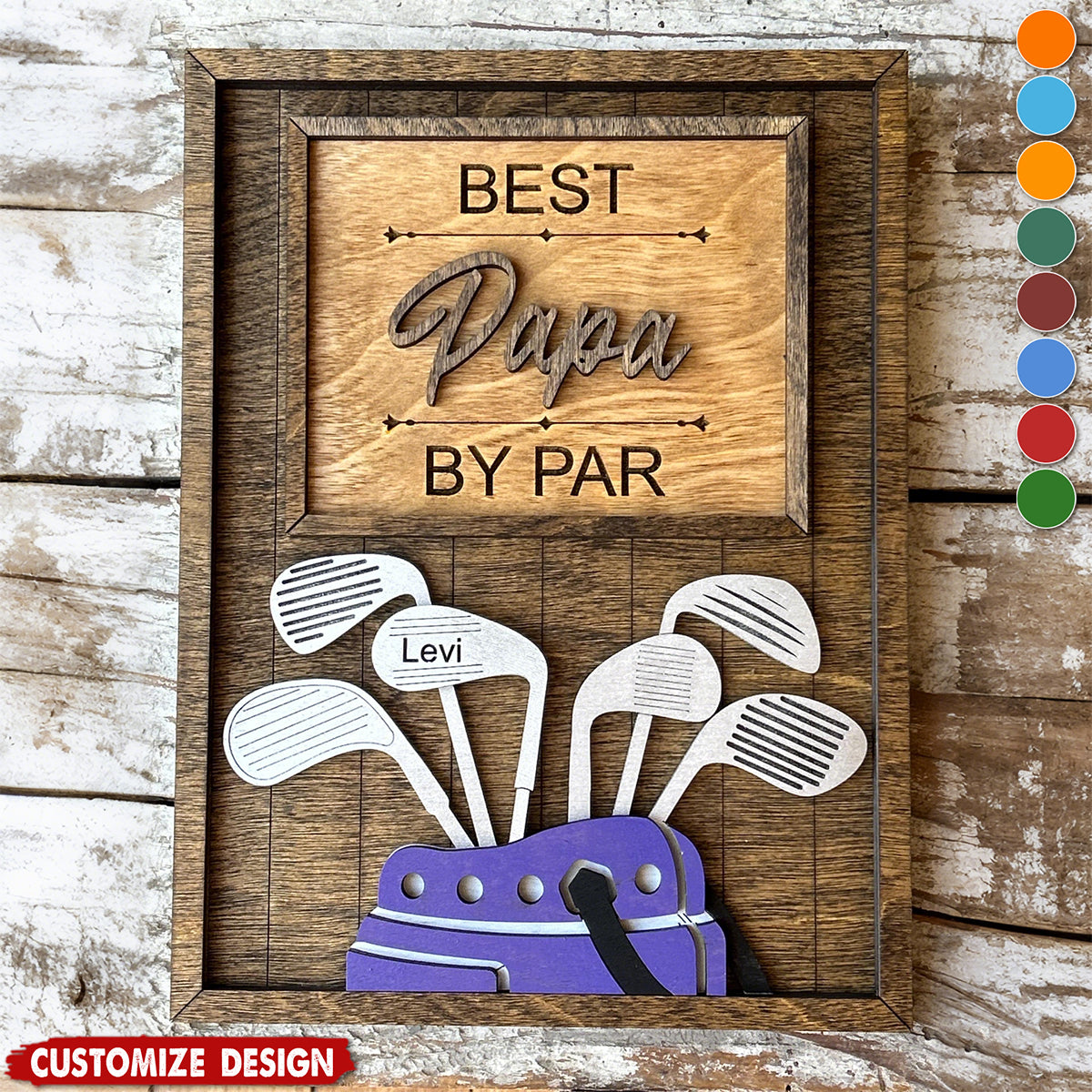 Best Dad by Par-Personalized 2-Layered Wooden Plaque-Father’s Day Gift