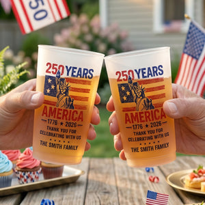 Custom Party Cups - Personalized America 250th Anniversary Gifts For Mom, Dad, Brother, Sister, Kids - United By Freedom Forever