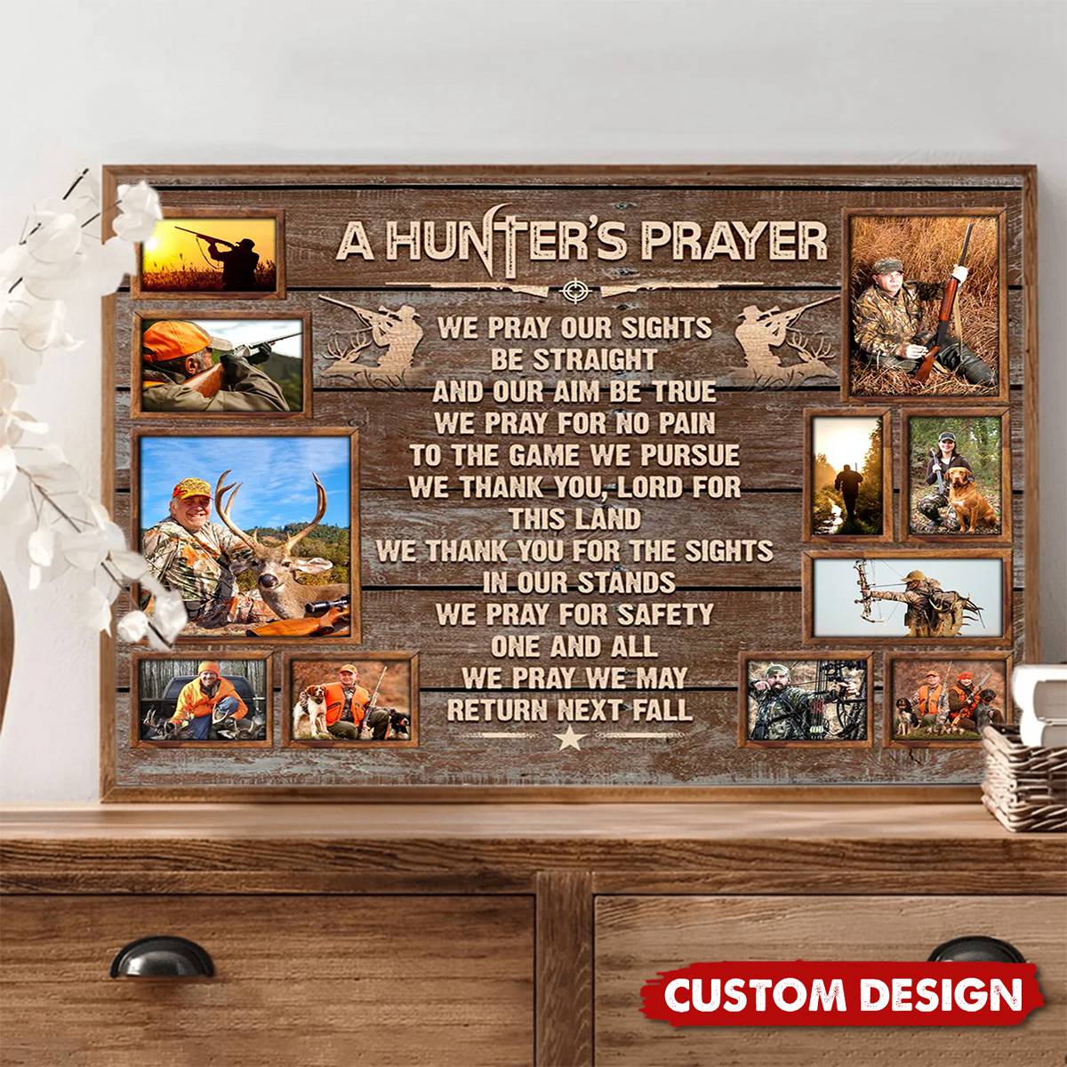 A Hunter's Prayer - Personalized Wildlife Deer Photo Collage Poster, Gift For Hunters