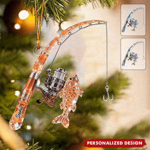 Personalized Fishing Rod Ornament Gift For Fishing Lover