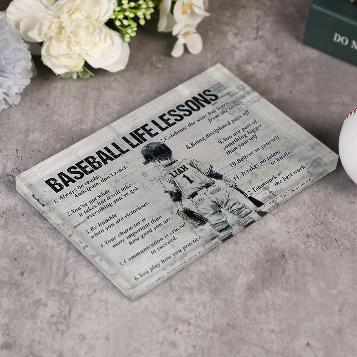 Personalized Baseball Life Lessons Boy Acrylic Plaque - Gift For Baseball Lovers