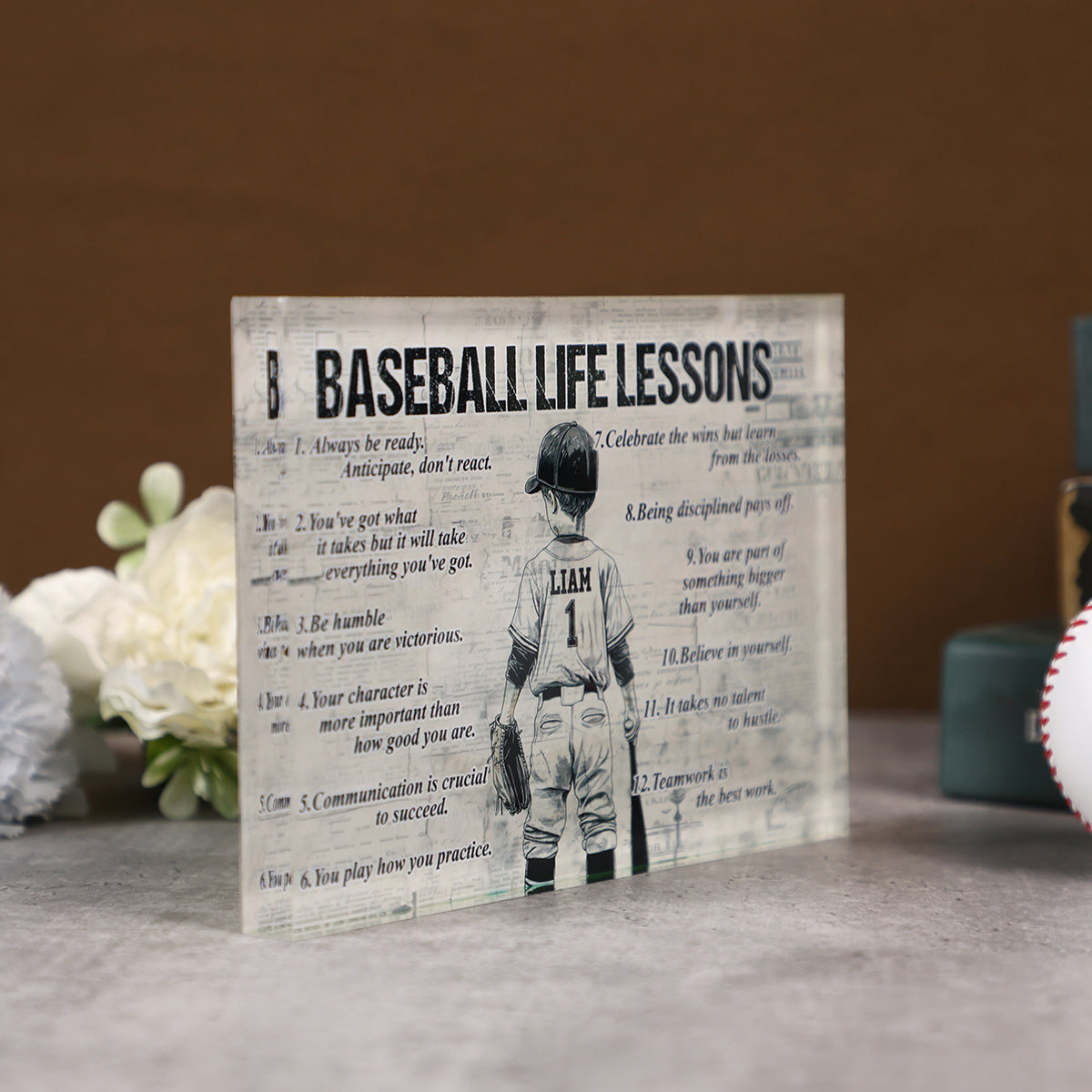 Personalized Baseball Life Lessons Boy Acrylic Plaque - Gift For Baseball Lovers