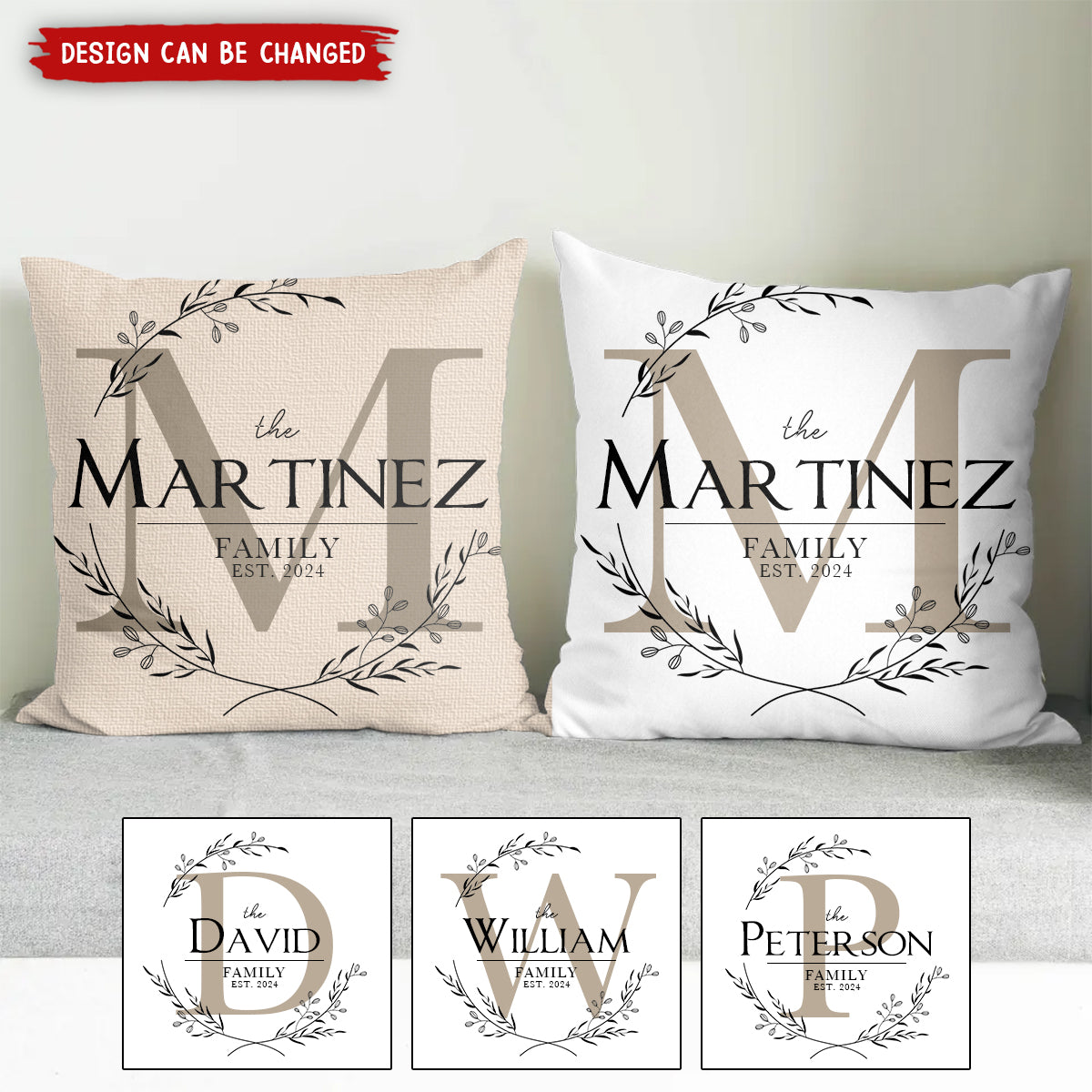 Personalized Family Name Pillow, Customize with Name and Established Date