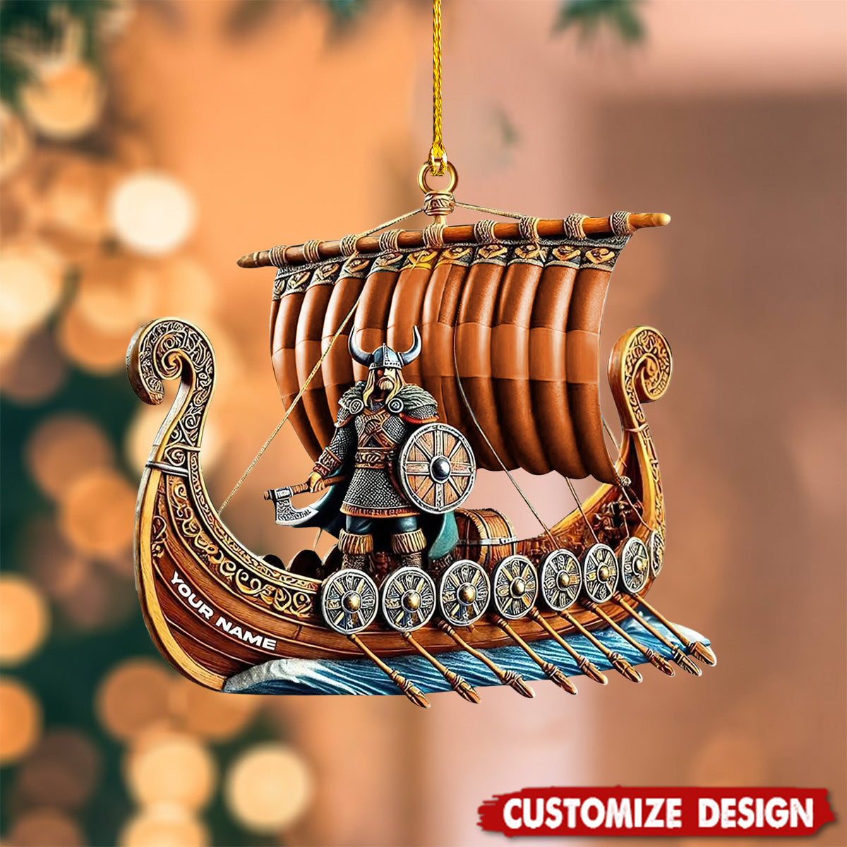 Personalized Viking Ship Christmas Ornament Gift For History Enthusiasts