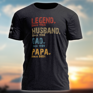 Legend Husband Dad Papa, Custom Dad Papa & Kids, Father's Day Gift T-Shirt
