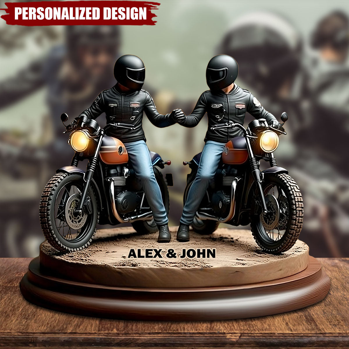 Old Biker Dad-Personalized Biker Shaped Acrylic Plaque