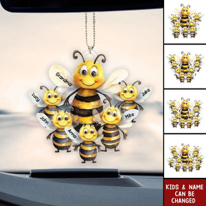 Personalized Bee Mama With Little Kids Acrylic Car Ornament - Gift For Mom, Grandma