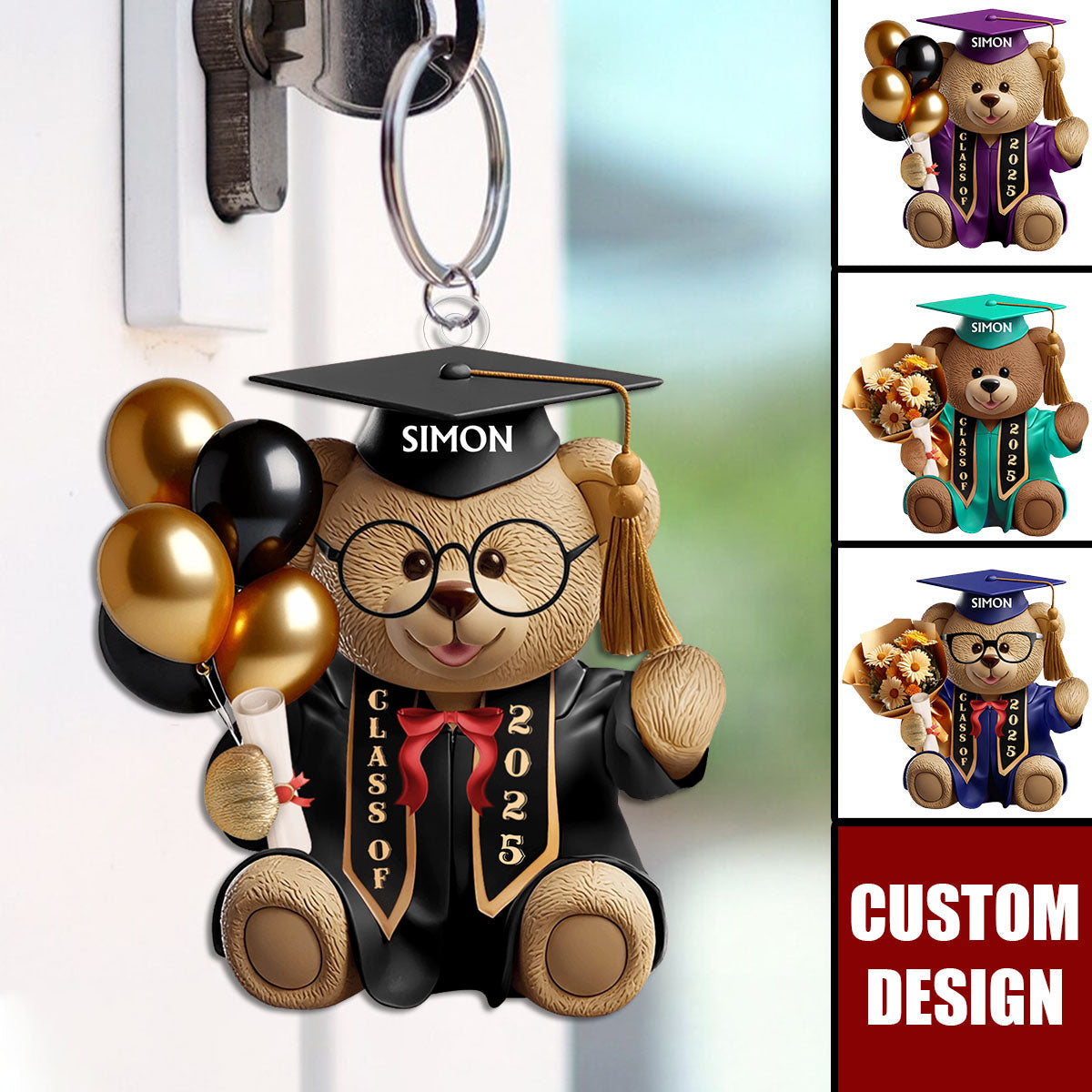 Graduation Bear - Personalized Keychain