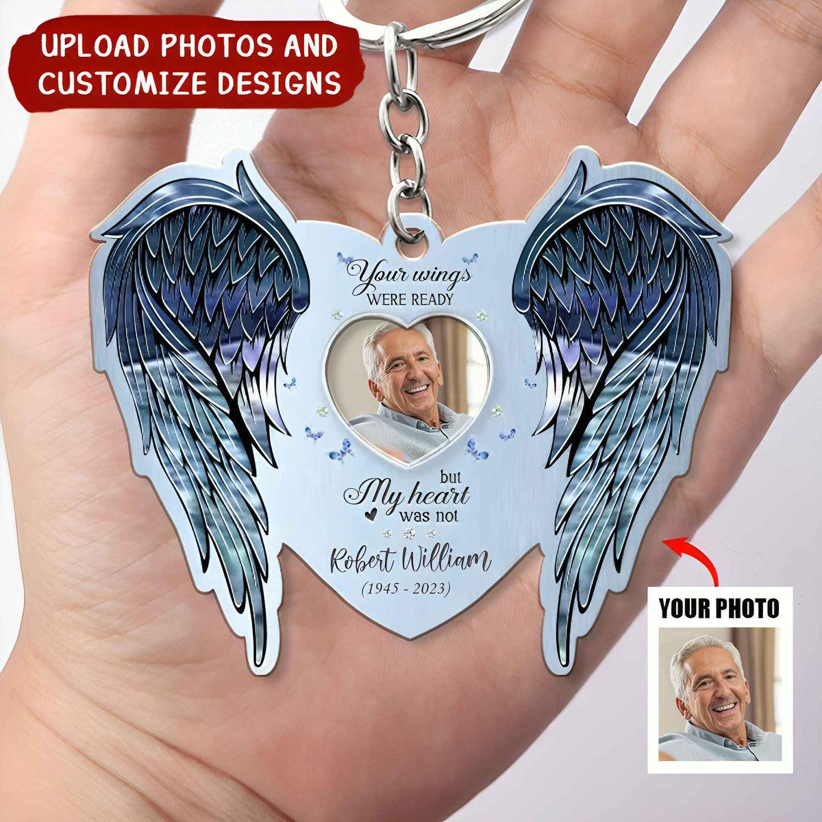 Personalized Memorial Acrylic Keychain- Your Wings Were Ready But My Heart Was Not
