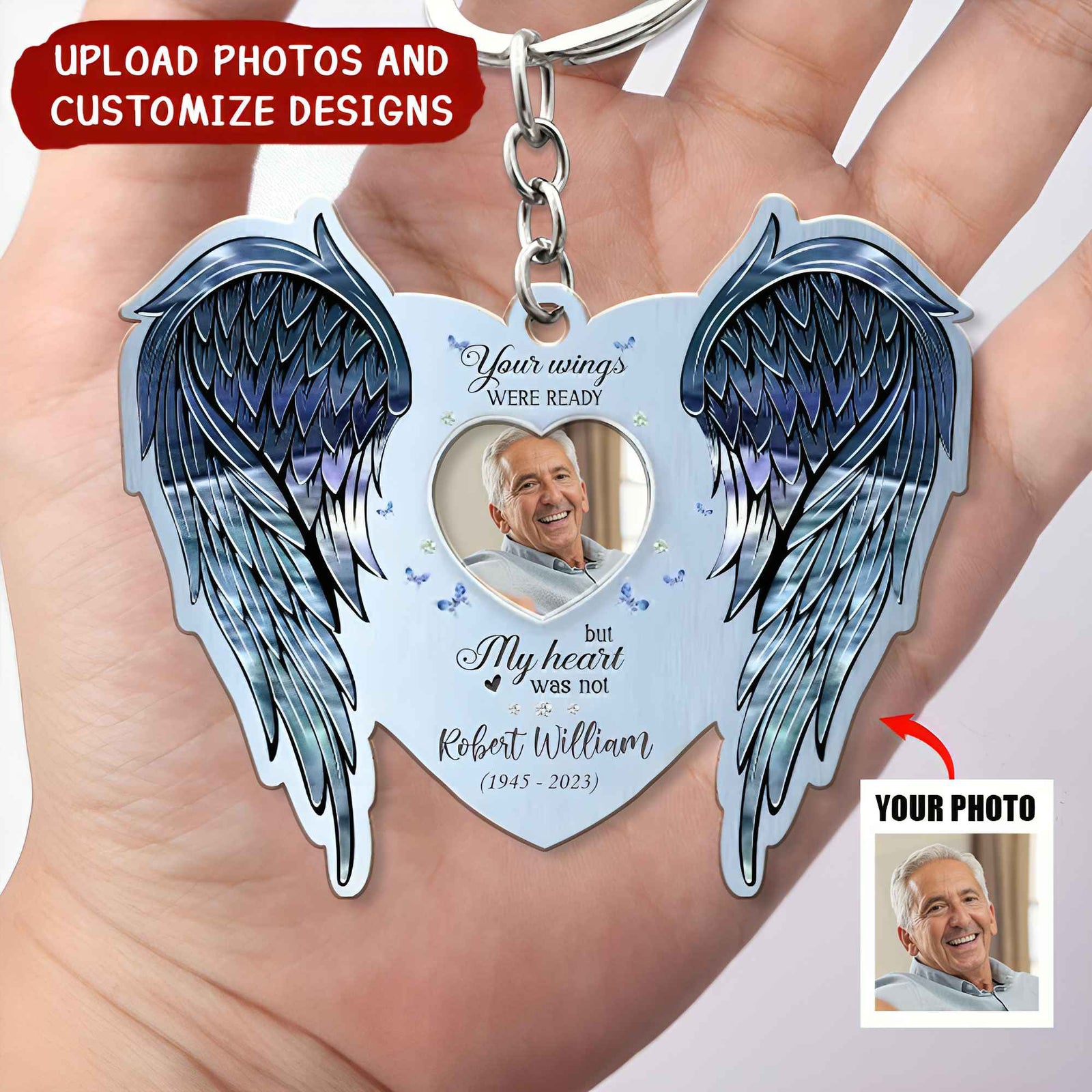 Personalized Memorial Acrylic Keychain- Your Wings Were Ready But My Heart Was Not