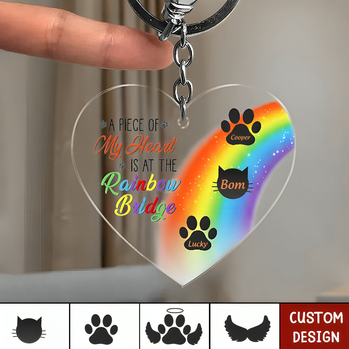 A Piece Of My Heart Is At The Rainbow Bridge - Pet Memorial Gift - Personalized Acrylic Keychain