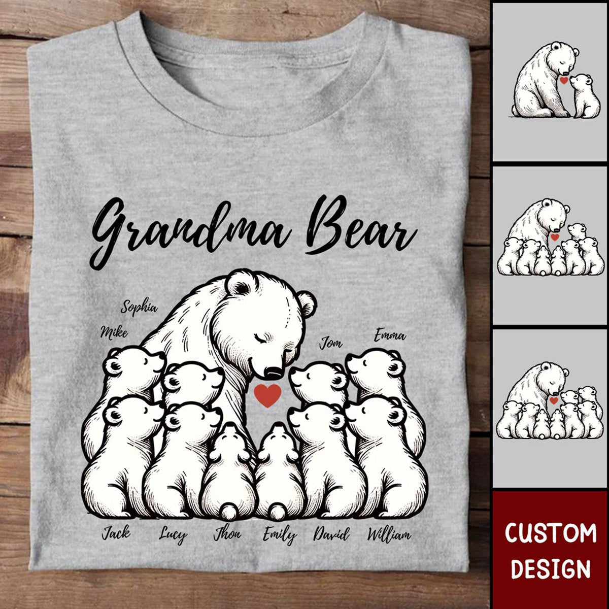 Grandma/ Mama Bear With Little Bear Kids Personalized T-shirt