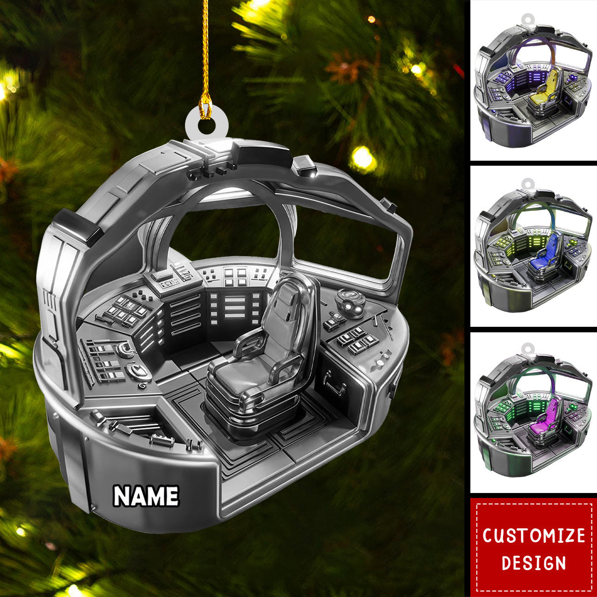 Personalized Space Rocket Ship Christmas Ornament - 2024 New Release