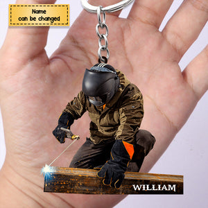 I Am A Welder Personalized Acrylic Keychain - Father's Day Gift, Gift For Dad