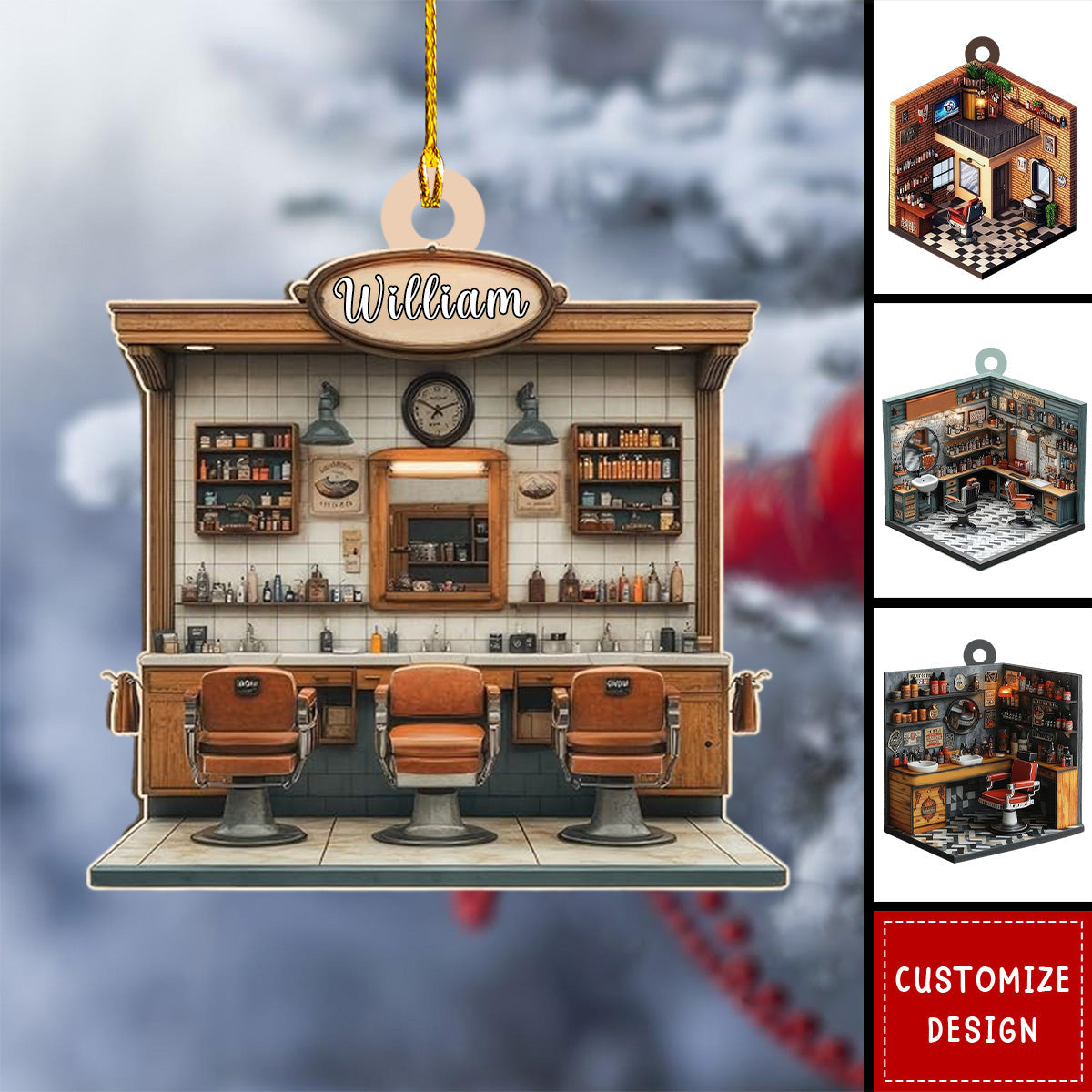 Personalized Hair Salon Acrylic Ornament - Gift For Hairdresser - 2024 New Release