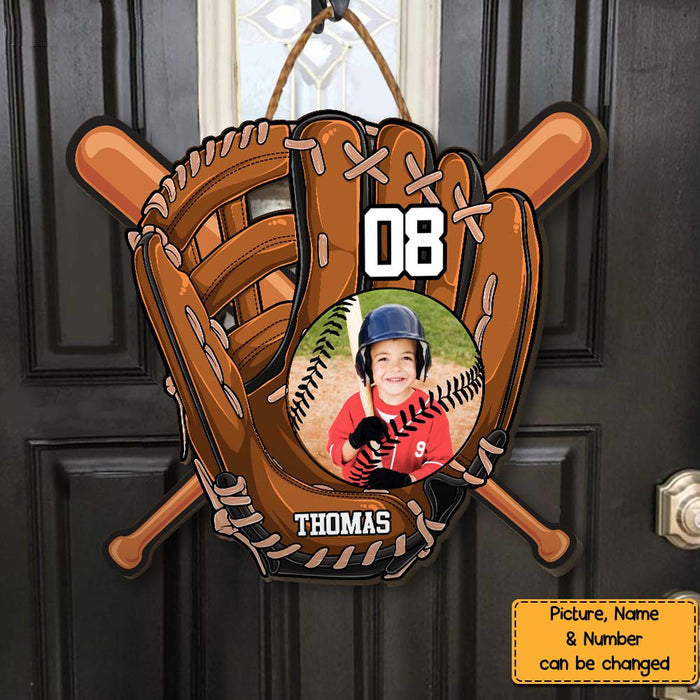 Gift For Grandson For Baseball Boy Upload Photo Personalized Wood Sign