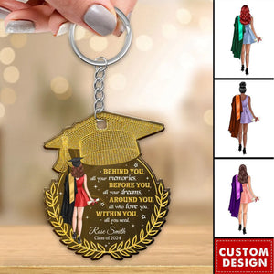 Behind You All Your Memories Graduation Gift Personalized Acrylic Keychain