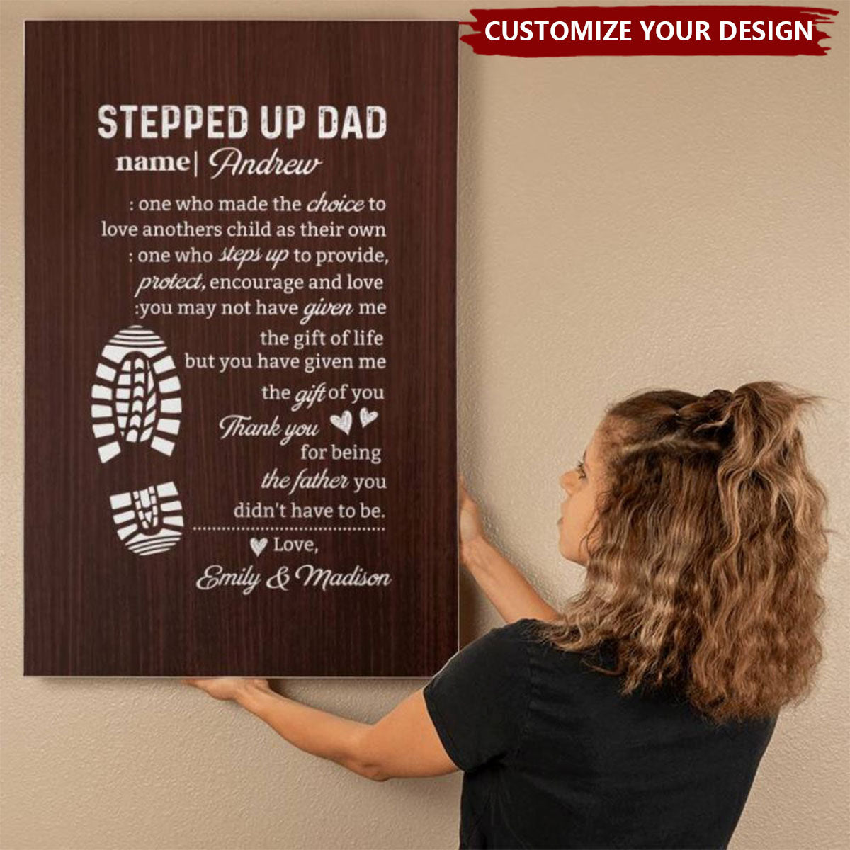 Personalized "Stepped Up Dad" Gallery Wrapped Poster - Father's Day Gift