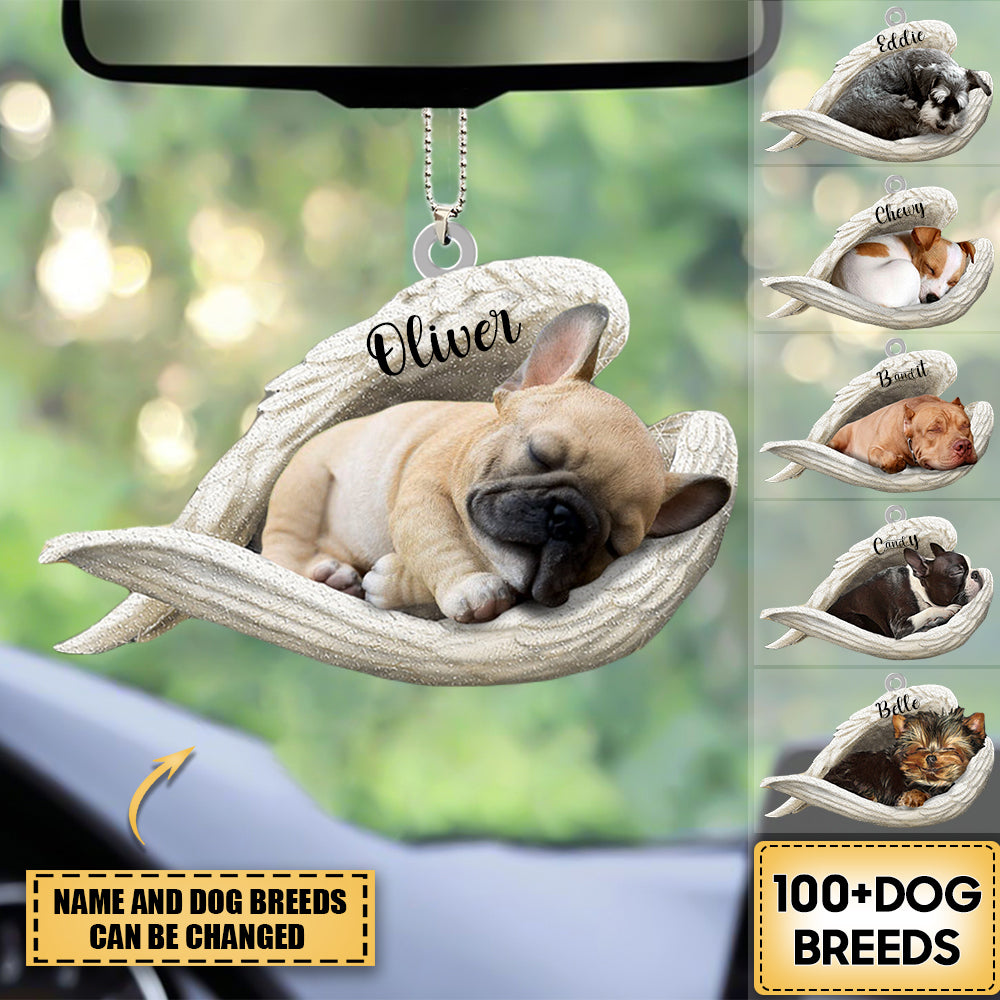 Personalized Dog Sleeping Angel Car Hanging Ornament- Double Sides Printed